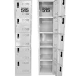 Locker Metálico Rombo 5 Puertas Manija Plástico + Color Gris