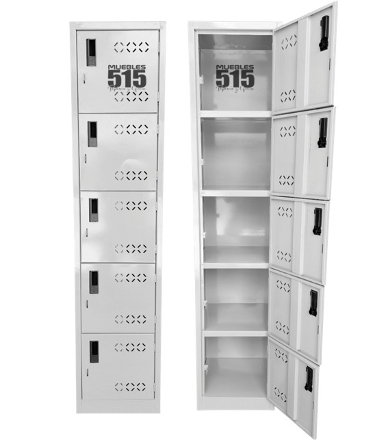 Locker Metálico Rombo 5 Puertas Manija Plástico + Color Gris