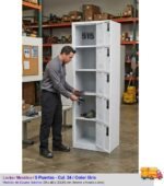 Locker Metálico Rombo 5 Puertas Manija Plástico + Color Gris - Imagen 2