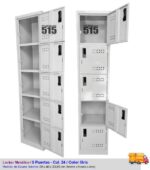 Locker Metálico Rombo 5 Puertas Manija Plástico + Color Gris - Imagen 5