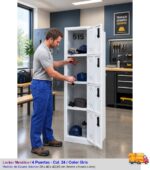 Locker Metálico Rombo 4 Puertas Manija Plástico + Color Gris - Imagen 2