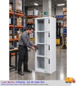 Locker Metálico Rombo 4 Puertas Manija Plástico + Color Gris - Imagen 4