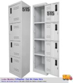 Locker Metálico Rombo 4 Puertas Manija Plástico + Color Gris - Imagen 5